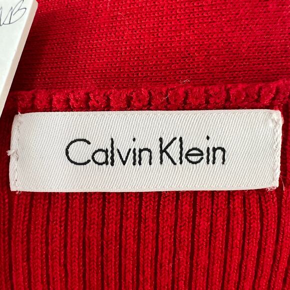 CALVIN KLEIN Red Vibrant Open Knit Cardigan Size S Small NEW - Picture 5 of 7